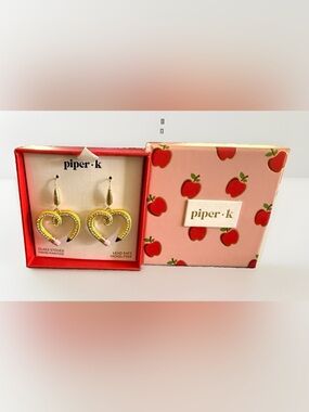Piper K Pencil Heart Rhinestone Earrings NWT Teacher Gift